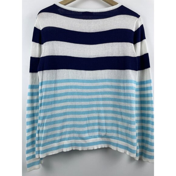Lilly Pulitzer Women's Medium Cotton Breton Stripe Knit Beachy Nautical Sweater - Picture 9 of 13